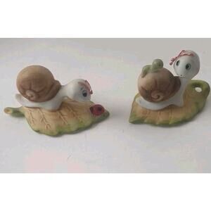 Vintage Set of 2 HOMCO SNAIL - Ladybug & Caterpillar Figurine